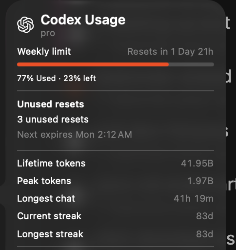 mykhailhe's tweet photo. just crossed 40B tokens lifetime in Codex
and longest session of 41h
what's your number? https://t.co/gyIVNUXeZU