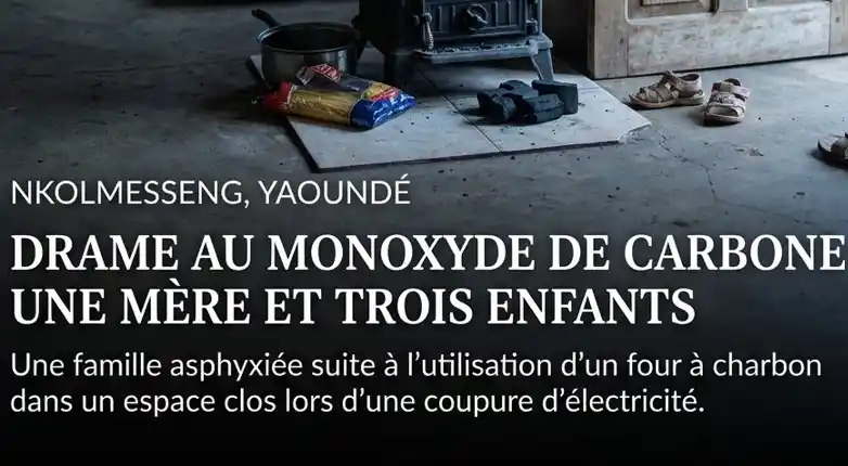 237online's tweet photo. Nkolmesseng : une mère et trois enfants morts au charbon à #Yaounde: Un feu de charbon allumé pour cuire des pâtes. Une pluie qui coupe l’électricité. Et cinq personnes enfermées dans un studio à… https://t.co/75ra5QVHwD #Société #faitdiversCameroun #monoxydedecarbone https://t.co/fmJcxiqk4T