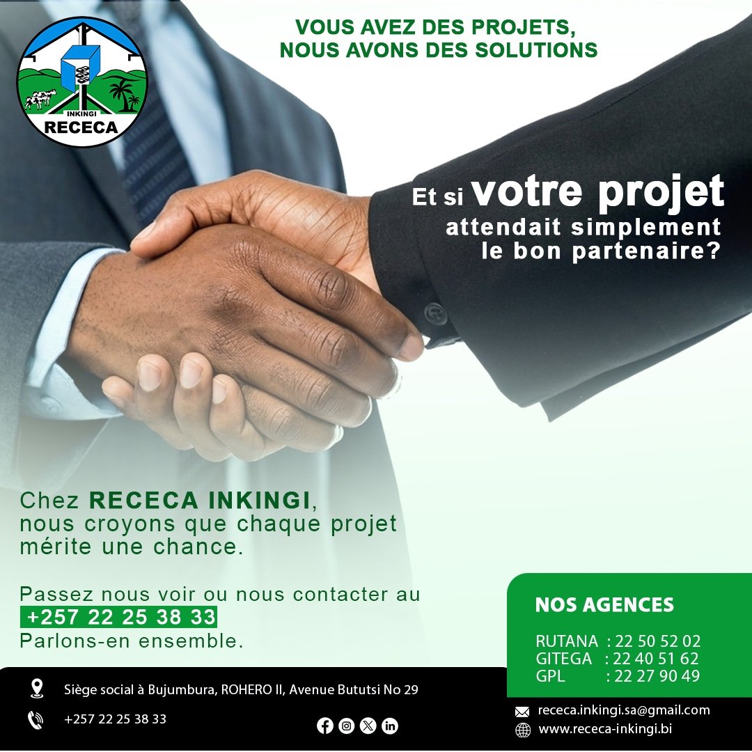 Receca_Inkingi's tweet photo. Beaucoup de projets restent dans des cahiers parce qu'ils ne trouvent jamais l'accompagnement nécessaire.

Chez RECECA INKINGI, nous croyons que chaque projet mérite une chance.
Passez nous voir ou contactez-nous 

Parlons-en ensemble.

#receca #inkingi #microfinance #opportinité https://t.co/Mt3XhOlvnr