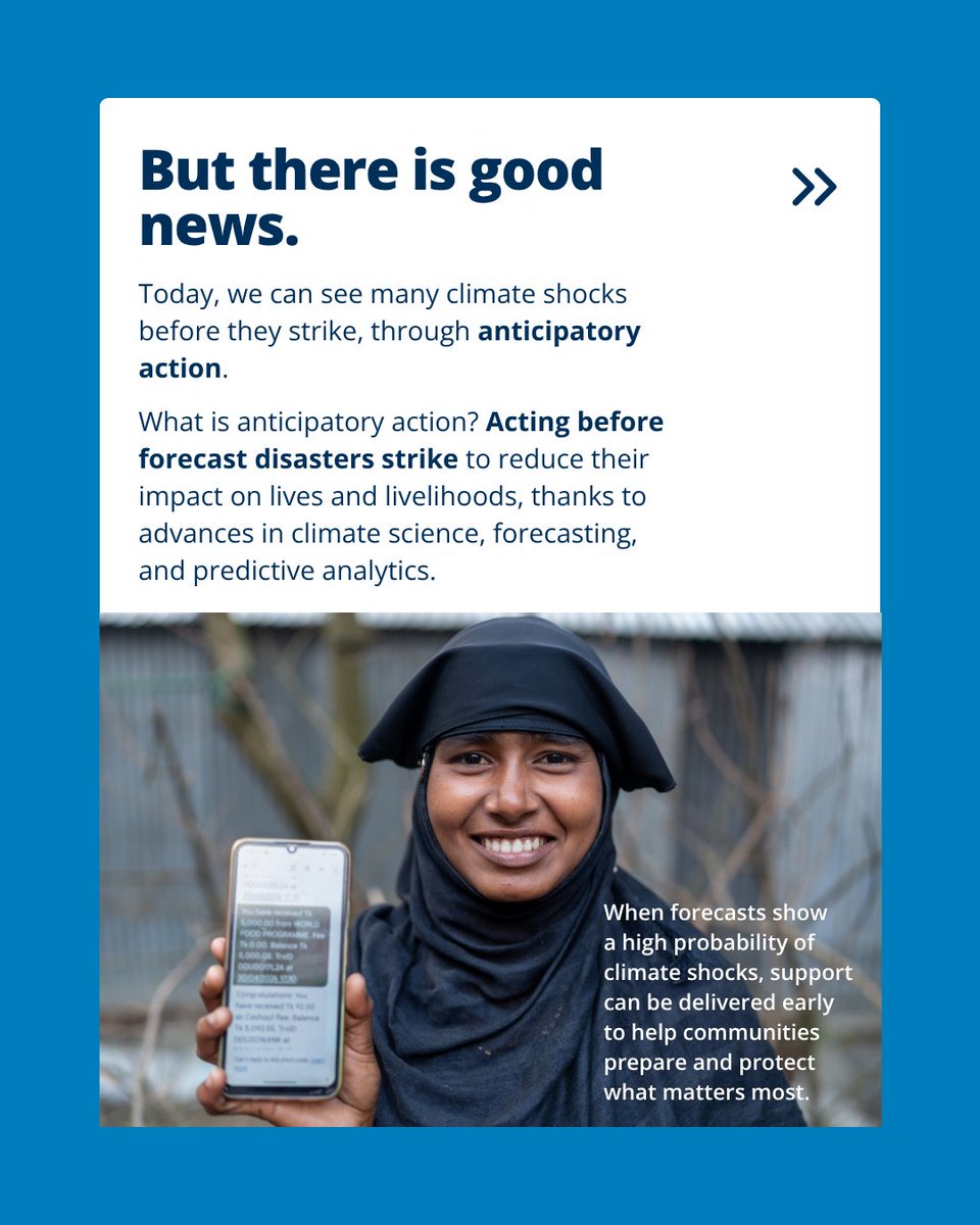 WFP's tweet photo. Acting before disaster strikes is one of the smartest investments we can make.

As a powerful #ElNiño threatens to deepen hunger, @novonordiskfond is investing US$7.75 million to help WFP support communities in high-risk countries prepare for climate shocks before they unfold. https://t.co/a7F6pIUULn