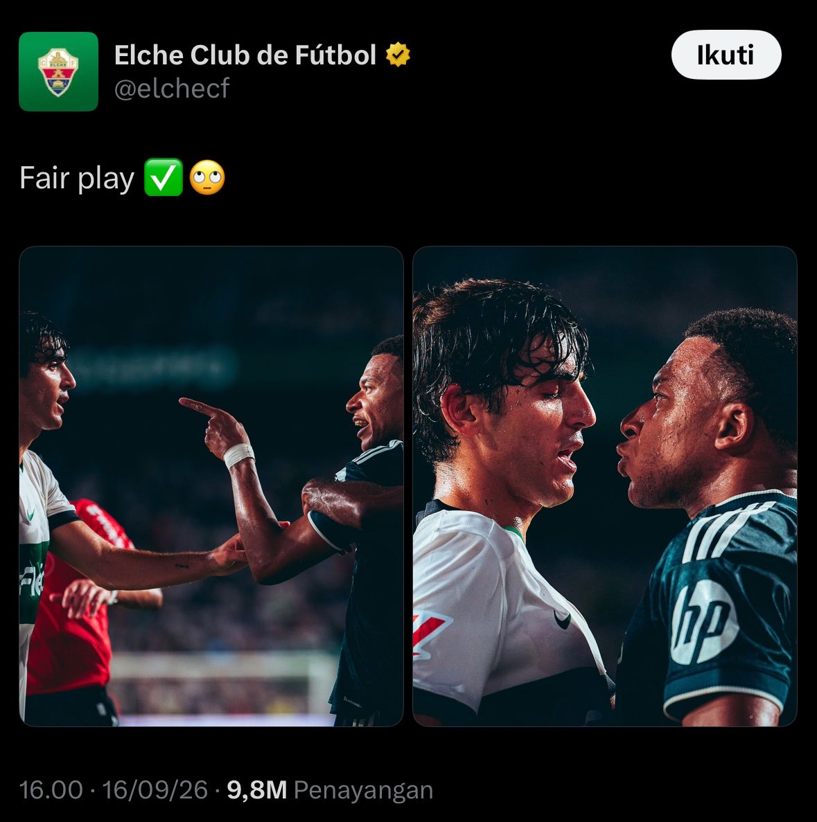 masnandoo_'s tweet photo. admin X elche sedang memasak 🥵🥵

sengaja nih mengkampanye-kan Mbappe lagi marah sambil bikin caption "Fairplay".

seperti yang kita tahu poin ketiga dalam acuan memberi nilai kepada pemain untuk ballon d'or adalah fairplay.

hal yang membuat rekan mbappe, vinicius gagal mendapat gelar pemain terbaik dunia tersebut di tahun 2024. 👀