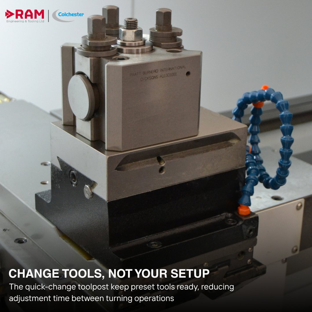 RAMENGTOOL's tweet photo. Losing time resetting tools between operations?
A quick-change toolpost keeps preset tools ready to go, reducing adjustment time and helping operators move from one turning operation to the next faster.
#machinetools #ukmanufacturing #linsinger #engineering #ramengineering #cnc https://t.co/4KKjlGpB8A