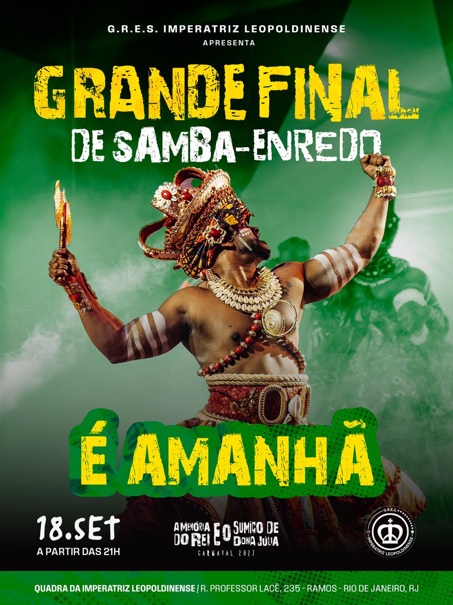oficialgresil's tweet photo. Tá chegando o dia da nossa GRANDE FINAL! Eita que ansiedade boa! Seremos muito felizes na Professor Lacé e que seja uma noite especial para escolhermos nosso hino pro carnaval 2027. 

#VemPraRamos https://t.co/vYZEsbX874