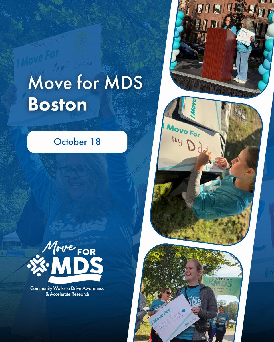 MDSFoundation's tweet photo. On October 18, 2026, the MDS community will come together for the Boston Move for MDS Walk, a meaningful day to honor loved ones, celebrate those affected by MDS, and show support.

Register today and join the movement: https://t.co/lyyrOMohey https://t.co/hxQXu2o10h