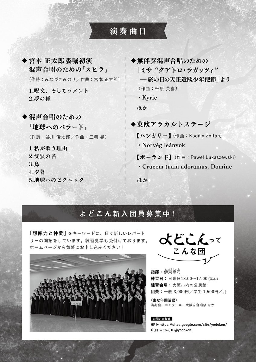 yodokon's tweet photo. 【演奏会まであと3日！】
第2ステージでは、千原英喜作曲の《クアトロ・ラガッツィ》より抜粋して演奏いたします⛵️
作曲者が「天正遣欧少年使節の大河ドラマ」と評した壮大なミサ曲を、コーラスめっせ以来に再演いたします。めっせで聴いた方もそうでない方も、ぜひお越しください！🙌

#よどこん37 https://t.co/y9NHFbdque