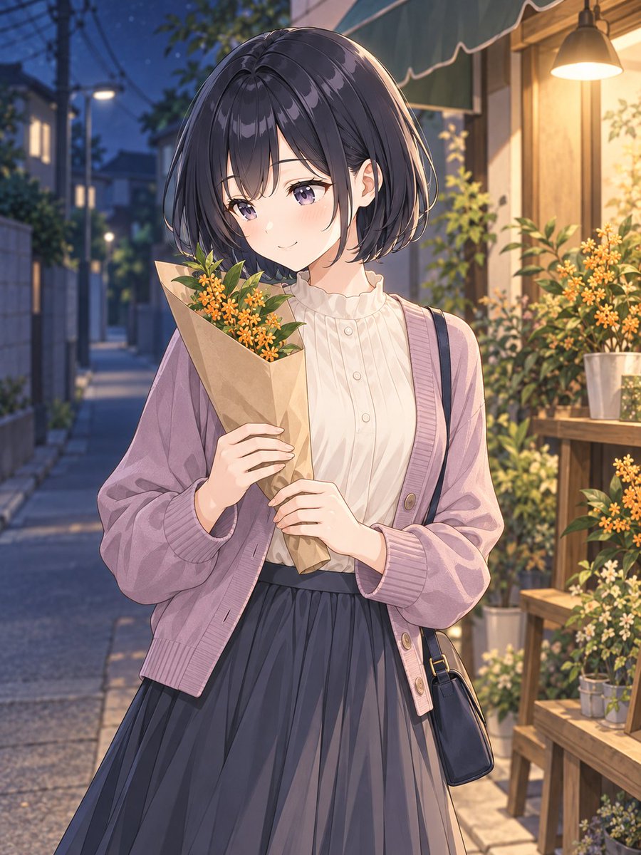 Nagi_ai123's tweet photo. 木曜日の夜、金木犀を少しだけ連れて帰る。
帰り道が、ふわっと秋の匂いになった。

#AIイラスト #AIart #初秋 #木曜日 #帰り道 https://t.co/rUYF6gdIsN