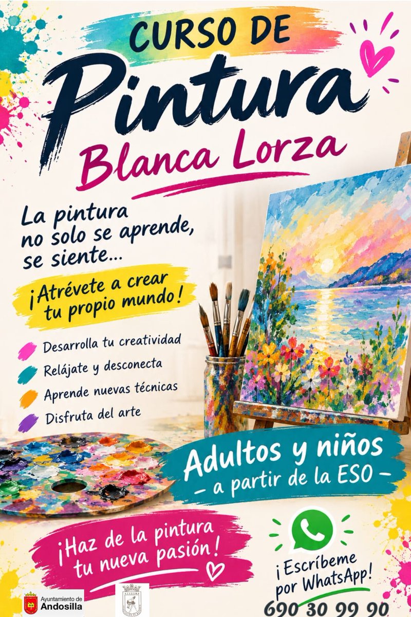aytodeandosilla's tweet photo. Clases de pintura impartidas por Blanca Lorza.
#andosilla
#ayuntamientodeandosilla https://t.co/N9uTEqM5DR
