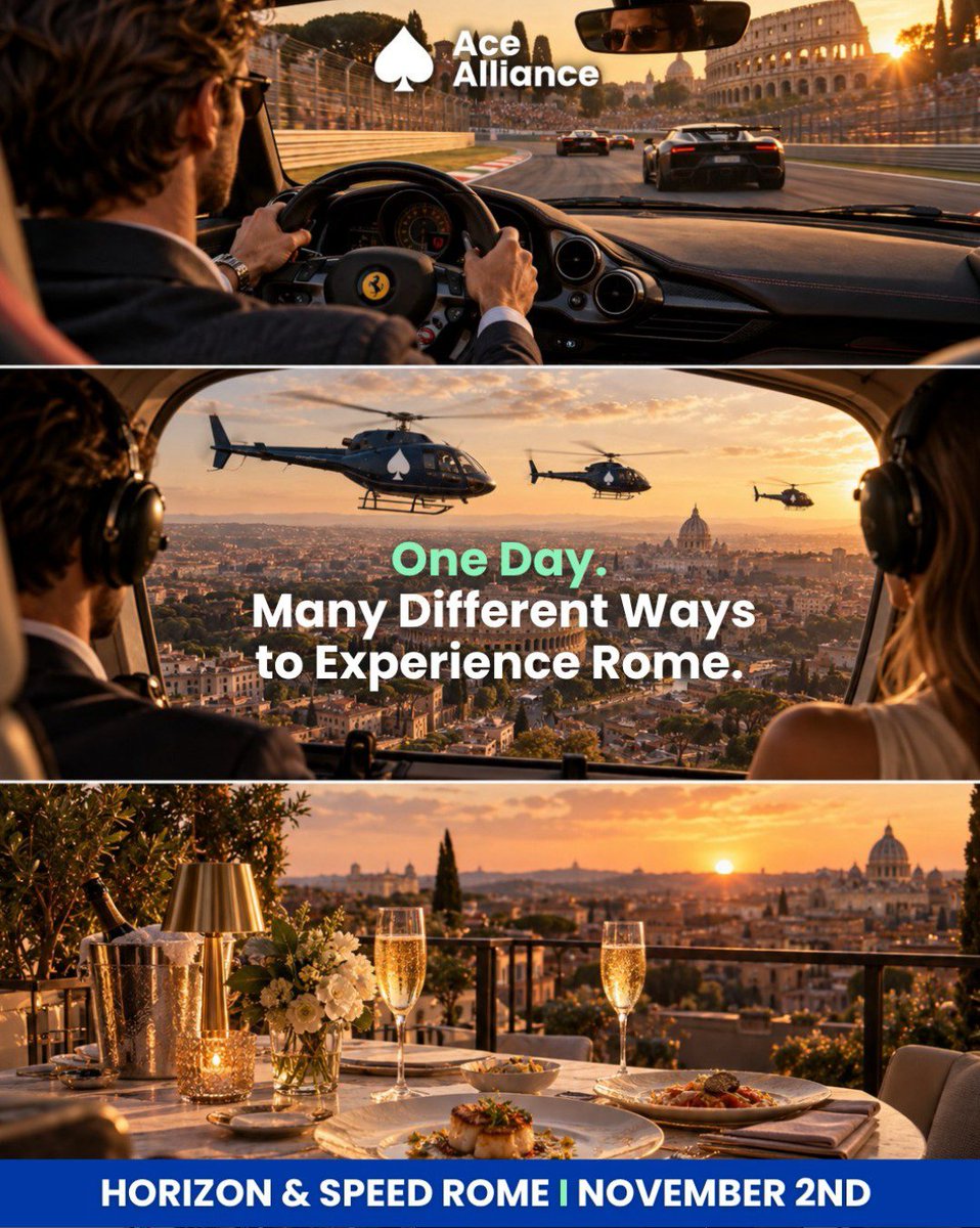 affiverse's tweet photo. Our media partners at Ace Alliance are bringing Horizon & Speed Rome to the road and skies, combining supercar driving, helicopter rides, Italian fine dining and high-level networking with iGaming leaders.
👉 Secure your ticket: https://t.co/0bqKIDCD2e
#AceAlliance #Networking https://t.co/wPe67mzgBV