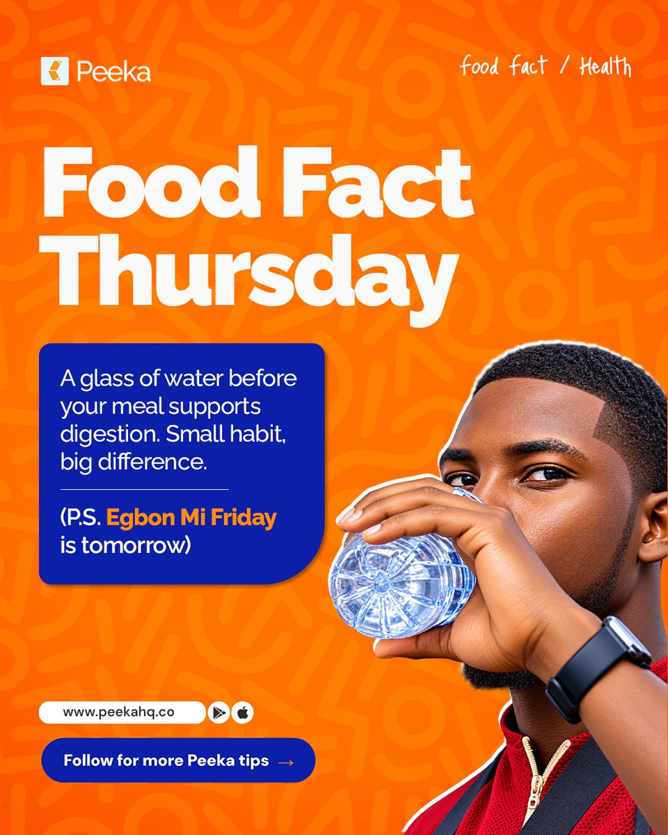 ThePeekaHq's tweet photo. 💧 Small habit, big difference!

A glass of water is a simple way to stay refreshed throughout the day. 💙

And yes… Egbon Mi Friday is tomorrow! 👀😂 Get ready!

#Peeka #FoodFact #PeekaTips #StayHydrated #HealthyHabits #EgbonMiFriday #FridayIsComing #PeekaNG https://t.co/FyVXMFLLL4