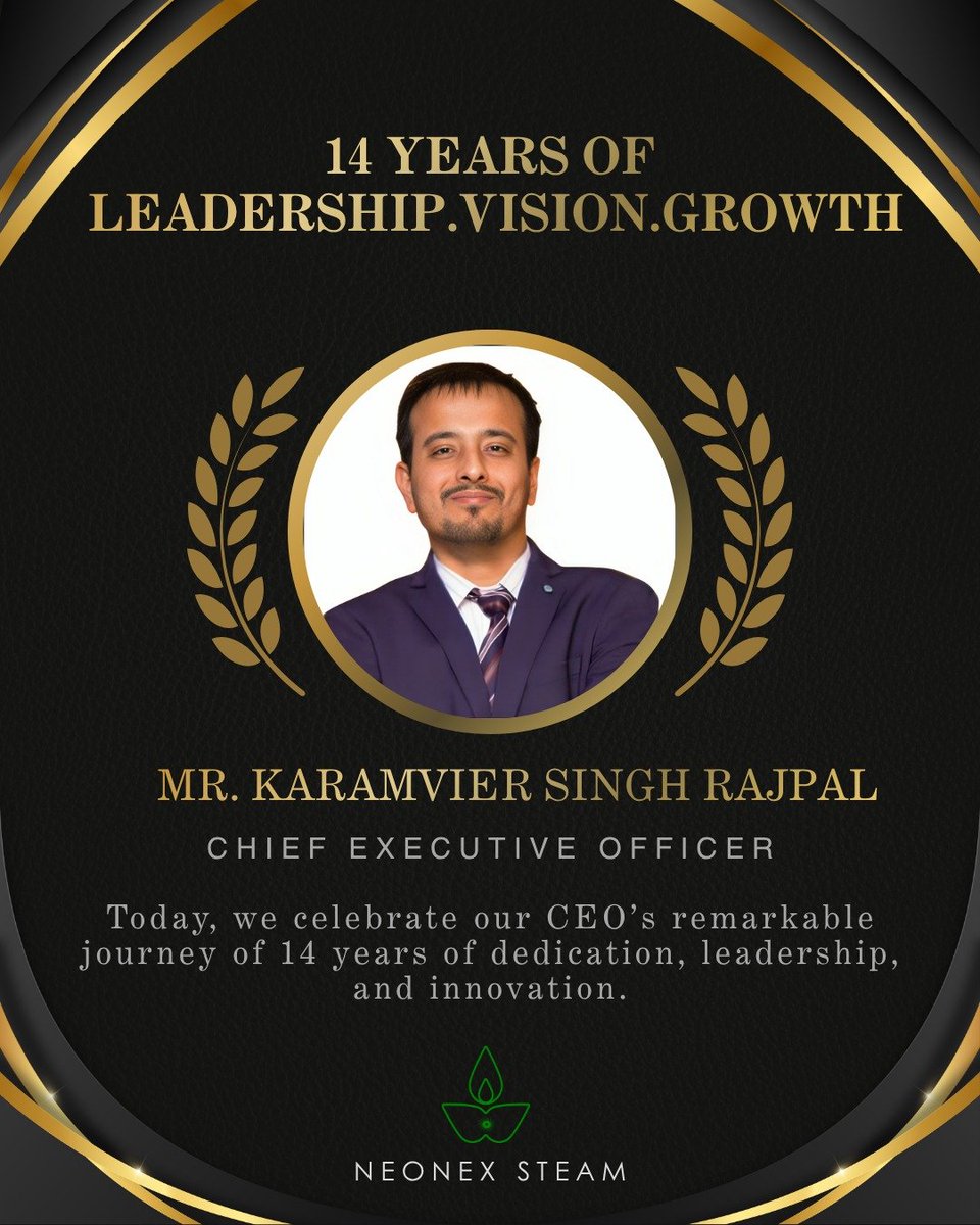 NeonexSTEAM_'s tweet photo. Celebrating 14 Years of Visionary Leadership.

Today, we celebrate Mr. Karamvier Singh Rajpal Sir and his remarkable 14-year journey of dedication, leadership, innovation, and growth.

Here’s to many more milestones ahead.

#14Years #Leadership #Innovation #NeonexSTEAM #milestone https://t.co/mS2g0OoaWR