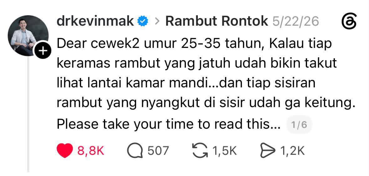 lylyflaw's tweet photo. DOK TERIMA KASIH UDAH DIJELASIN 😭‼️
PANTESTAN rambut rontoknya gak berhenti, udah ganti-ganti shampoo ternyata pemahamanku salah total https://t.co/DBlRgE4isG