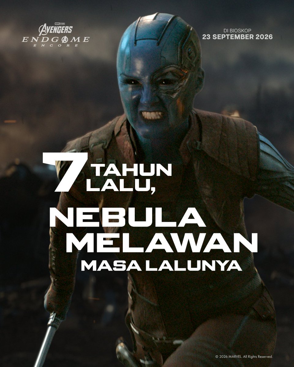MarvelIndonesia's tweet photo. 7 HARI LAGI! Marvel Studios' Avengers Endgame: Encore hadir di bioskop 23 September 2026. Amankan tiketmu mulai BESOK! #AvengersEndgameEncore https://t.co/SKTyDS3rr5