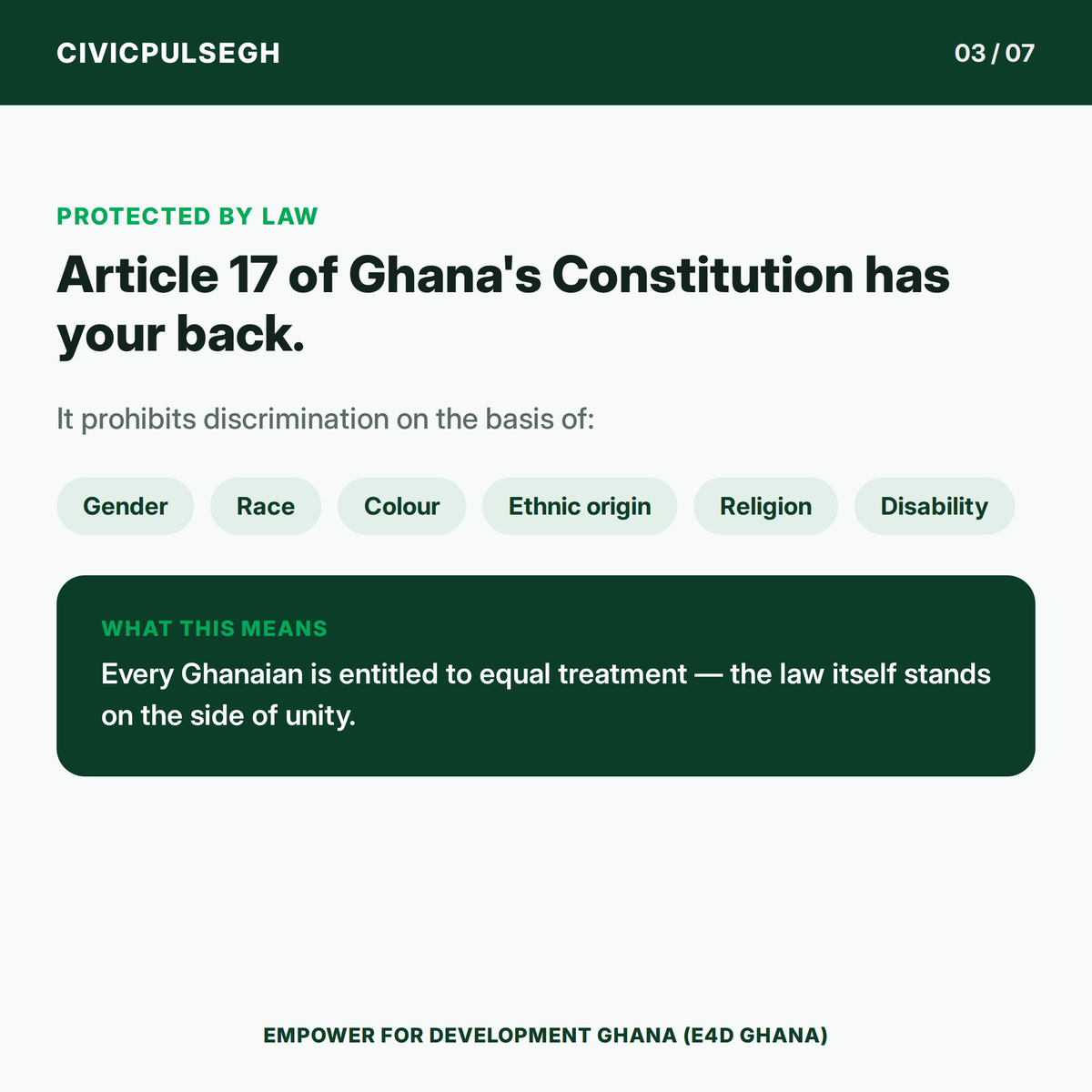 e4dghana's tweet photo. Ghana’s strength is in our diversity.

With over 100 individual sub-ethnic groups, many languages, faiths and traditions, our differences can bring us together, not divide us.

(1/2) 

#CivicPulseGH #SocialCohesion #Ghana #E4DGhana https://t.co/NKv96LycLY