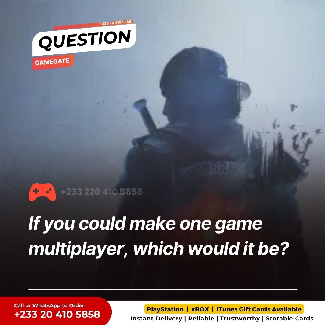 GameGateGh's tweet photo. If you could make one game multiplayer, which would it be?
#PlayStation #xbox #psn #gamers #gaming #ghana #GhanaGamers #GiftCards #PlayStationGhana #XboxGhana #NintendoGhana #GamingGhana #InstantDelivery #GiftCardGhana #GhanaGaming #PSNGhana https://t.co/IjSNfX554k