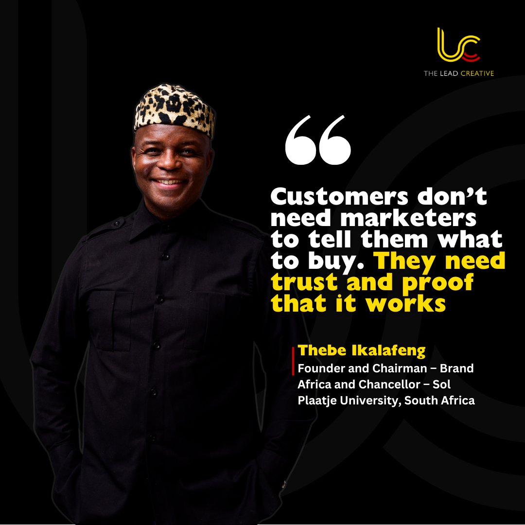 CreativesLead's tweet photo. What happens to marketing when consumers no longer need to be persuaded?

At #IMCConference, Thebe Ikalafeng challenges marketers to rethink their role in an age of AI.

The shift? From campaigns to anticipation, from communicating to shaping; and from persuasion to trust. https://t.co/XLtrpiv81D