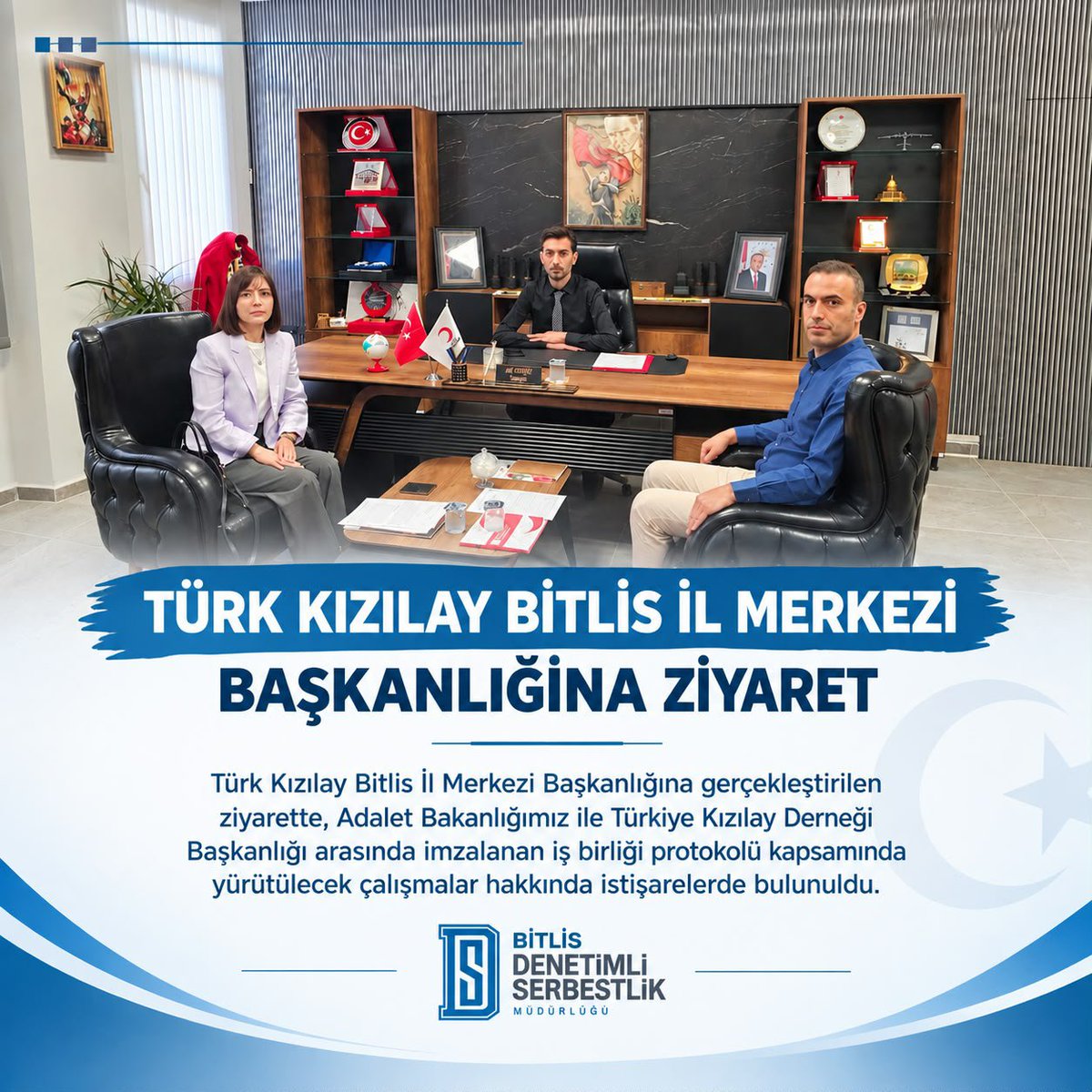 BitlisDSM's tweet photo. 🤝 İş Birliği ve Dayanışma

Kurum Müdürümüz Fatma Akar ve uzman personelimiz, Türk Kızılay Bitlis İl Merkezi Başkanı Ali Cengiz’i ziyaret etti.

Ziyarette, Adalet Bakanlığımız ile Türk Kızılayı arasındaki iş birliği protokolü kapsamında yürütülecek çalışmalar değerlendirildi. https://t.co/fX8g9zE5a0