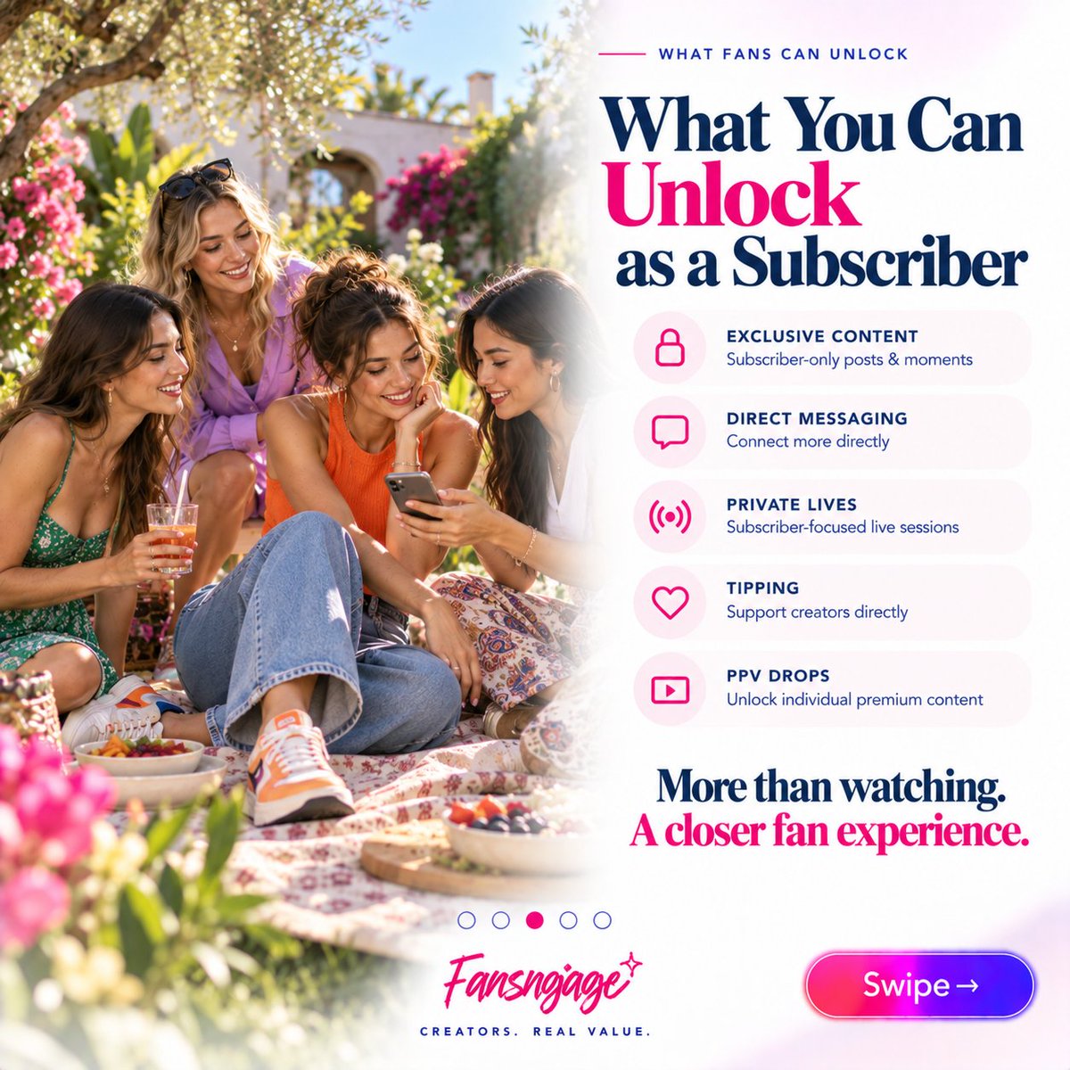 fansngage's tweet photo. Your favourite creators are on FansNgage. 

What you get when you subscribe:
🔐 Exclusive content (never public)
💬 Direct creator messaging
📡 Private subscriber-only lives
💝 Direct tipping
🎬 PPV drops

All in one place. https://t.co/Gbnc9oJmFd