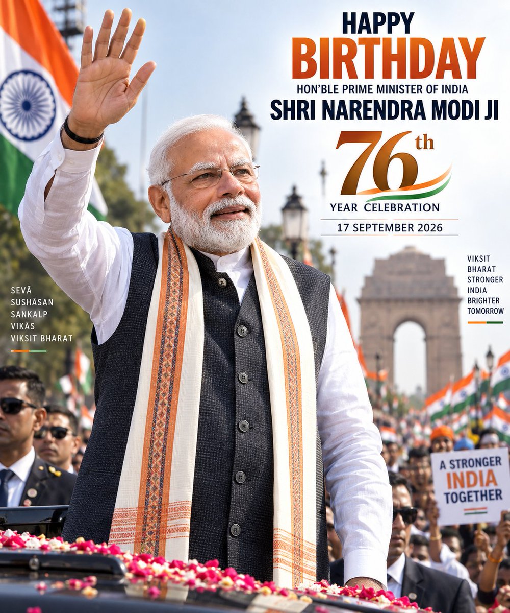 dasashis700113's tweet photo. HAPPY BIRTHDAY HON'BLE PRIME MINISTER OF INDIA @narendramodi JI 76th YEAR CELEBRATION 17 SEPTEMBER 2026 @PMOIndia #narendramodi #PrimeMinisterModi @BJP4India @BJP4Bengal @SuvenduWB @SamikBJP @abpanandatv @BanglaRepublic @rashtrapatibhvn @CMYogiAdityaNat @AmitShah https://t.co/1K7VCU0nQ4