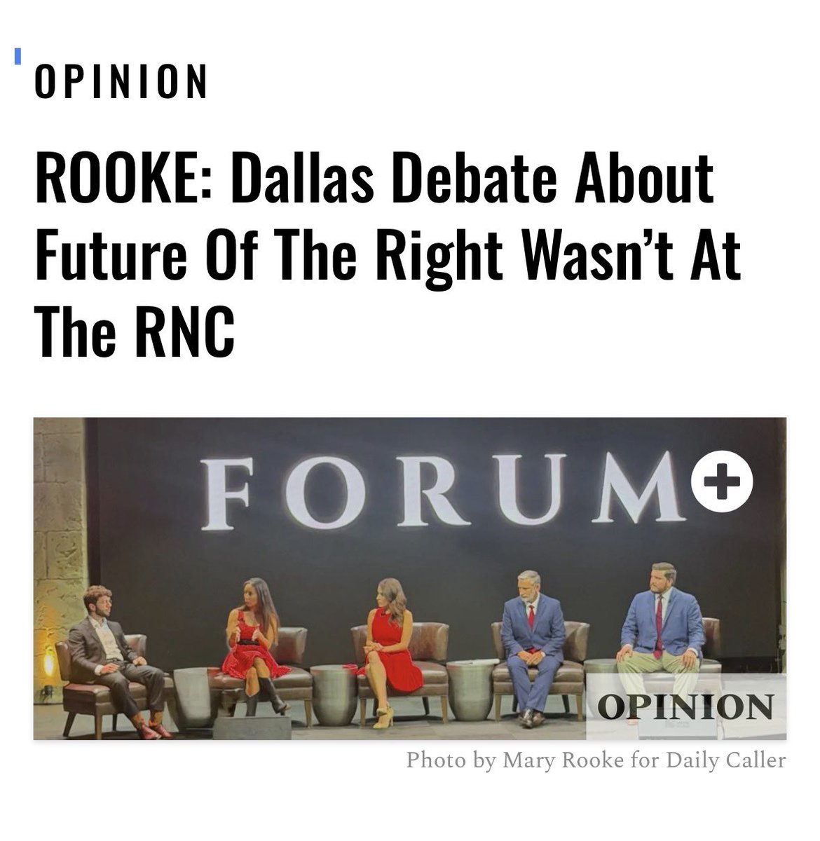 docMJP's tweet photo. “The left isn’t used to seeing a party hold productive arguments with itself in the open. And while the event did not settle immigration, family policy, public health, or the AI question. It did force the people who will write the next decade’s rules into the same room to hold these discussions for the everyday American to witness.

And to Peterson’s point, a majority coalition that cannot do that will not remain a majority for long. Wednesday in Irving suggested that at least some of the right is finished treating every internal fight as betrayal. Instead, it showed that it is possible to go about doing the ordinary work of power.”

—@MaryRooke_, @DailyCaller writing about @ApplyToForum. Maybe you join us next time?