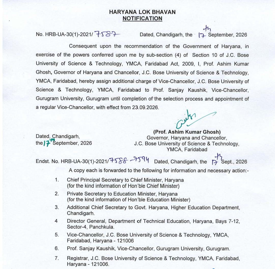 JCBoseUST's tweet photo. @JCBoseUST, warmly welcomes Prof. Sanjay Kaushik, Vice-Chancellor, Gurugram University, on being assigned the additional charge of Vice-Chancellor of J.C. Bose University of Science and Technology, YMCA, Faridabad.

Welcome to the J.C. Bose University family, Sir! https://t.co/2rQHsIB5KE