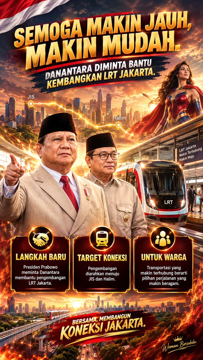 Woman_Bersabda's tweet photo. SINERGI HEBAT PUSAT DAN DAERAH!
Gubernur minta bantu, Presiden langsung eksekusi!
LRT Jakarta bakal disuntik dana investasi Danantara biar cepat nyambung ke JIS, Manggarai &amp; Halim. Transportasi terintegrasi!
🎥👉🏻 https://t.co/JL9pu6gb5P

#JagaIndonesia #LRTUntukRakyat #BebasMacet https://t.co/h7MSytTMiH