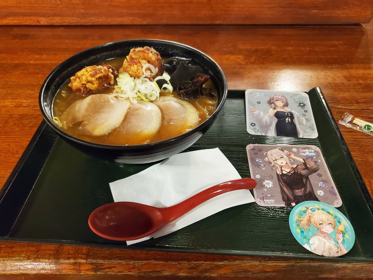 Ruis_MioSuba's tweet photo. コラボメニューはいろはの味噌ラーメンにした！
コースターはノエルとししろんが当たった！
#フロライフ癒しの湯巡り旅 
#風真いろは
#白銀ノエル
#獅白ぼたん https://t.co/dmeE0goyVp