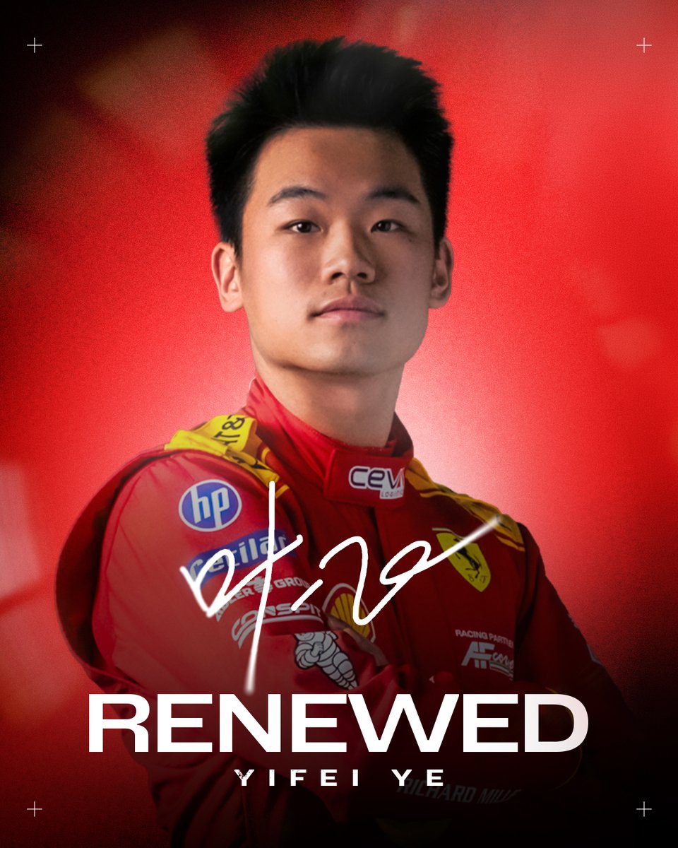 FerrariHypercar's tweet photo. Yifei Ye to continue as a Ferrari Official Driver 🤝

Ferrari confirms that the Chinese driver will continue as part of Maranello’s family, of which he has been a part since 2024.

Read more ➡️ https://t.co/8a87jNEqd5 

#FerrariHypercar #Ferrari499P #WEC https://t.co/1MOaFvw6gs