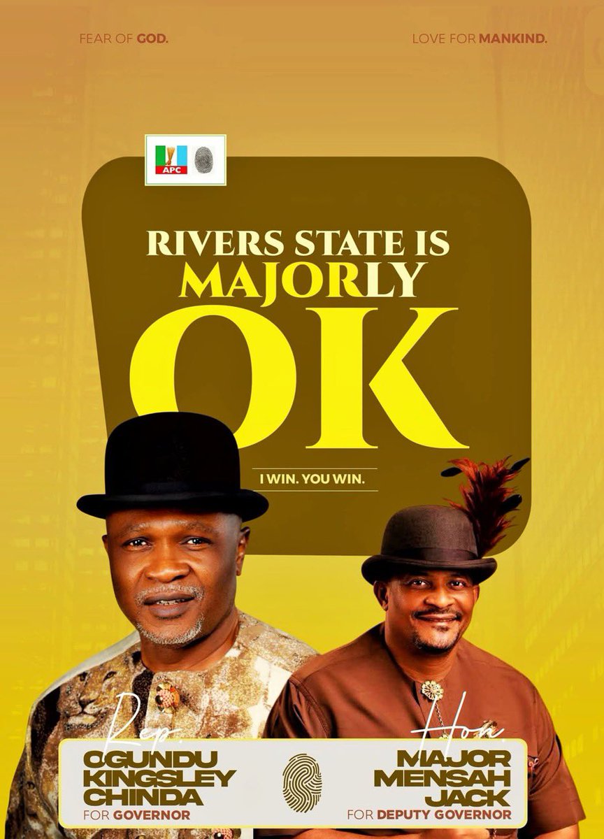 ChibossAmadi's tweet photo. A BETTER AND PROSPEROUS RIVERS STATE IS POSSIBLE WITH @OKChinda 

With @OKChinda & Hon. Major Jack, the vision is clear: a better Rivers State where everyone has the opportunity to thrive.

A State where our economy grows, our youths are empowered, our communities are safe, our environment is protected & development reaches every corner.

A vision built on inclusive leadership, shared progress, & a commitment to a prosperous future for all Rivers people.

#OkMajor #OKISOK #IWinYouWin #riversstate