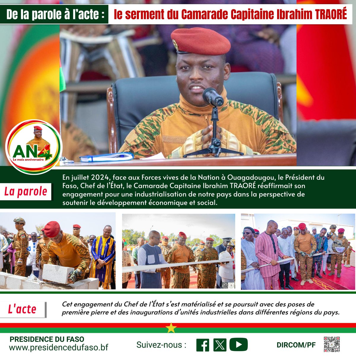 sigbf's tweet photo. AN4
DE LA PAROLE À L'ACTE : le serment du Camarade Capitaine Ibrahim TRAORÉ 
Vignette 17/30: Les investissements de l'État dans l'industrialisation du Burkina Faso https://t.co/sQcfUMnQYA