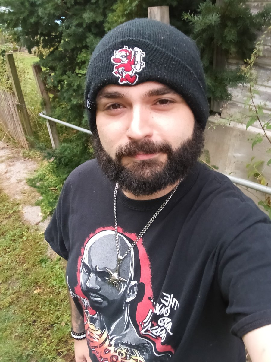WWEPaulSabourin's tweet photo. Morning walk with Maxwell (Max) still 
rocking Ricochet merch regardless of
a damn block on Twitter/X. #ricochet
#chyna #intercontinentalchampion..
#wwehalloffame @KingRicochet 🏆 https://t.co/d42IISfrcz