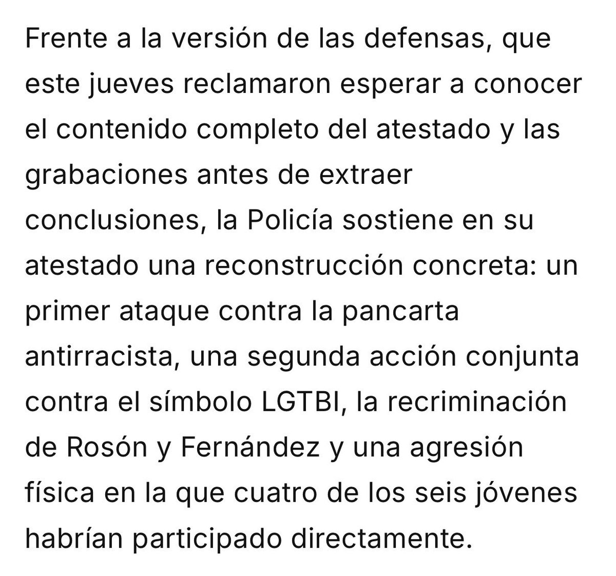 soyunsanti's tweet photo. Esto lo dice la policía, insisto.
Ni pulsera ni nada. Fue odio y ganas de provocar. 
Por cierto, leed y veréis que dicen “conocidos de la policía” 
Ya estaban fichados los “buenos chavales “ https://t.co/dZylLIBIcX