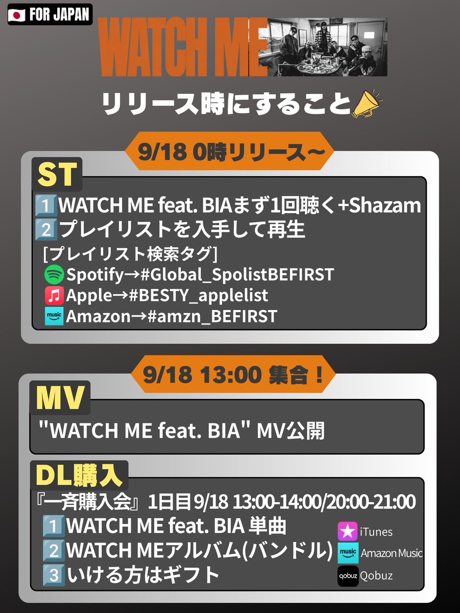 pulsestation_j's tweet photo. いよいよ初のGlobal EPが今夜0時にリリースされます🎊
「リリース時、何をすれば良いのか」を画像にまとめましたのでご参照ください。
※詳細版をツリーに繋げますので、リリースまでにご確認ください！
※Pre-Save/Pre-Addがまだの方は、23:59までにぜひ！
※DL→iTunes/Amazon等(Global)最優先！
余裕のある方は、リリース開始の0時から🇯🇵対象サービスで購入可能です。
🇺🇸デビューの祝福と共に熱い応援を6人に届けましょう✨