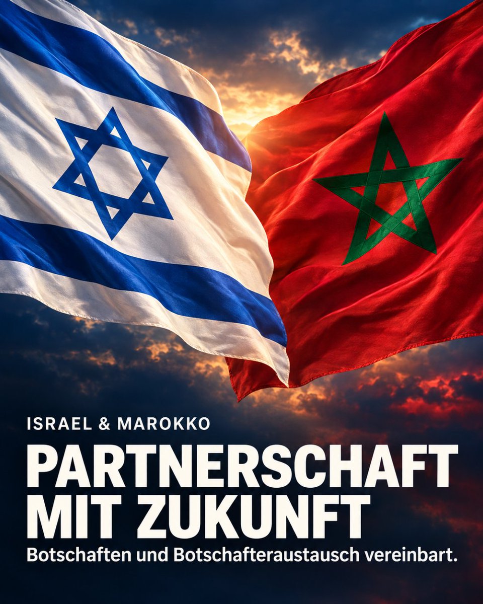 GSI_ASI_CH's tweet photo. 🇮🇱🤝🇲🇦 Die Partnerschaft wächst: Israel und Marokko haben vereinbart, ihre Vertretungen zu Botschaften aufzuwerten und gegenseitig Botschafter zu entsenden. Ein starkes Signal für die Abraham-Abkommen und für Frieden durch Zusammenarbeit.

https://t.co/rgvPeplj7n https://t.co/PDPGvUBL7q