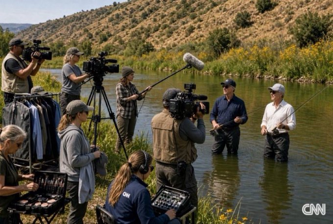How can people not tell this is AI? There's literally two Gavin Newsoms standing in the water and the entire thing looks like an airbrushed painting.