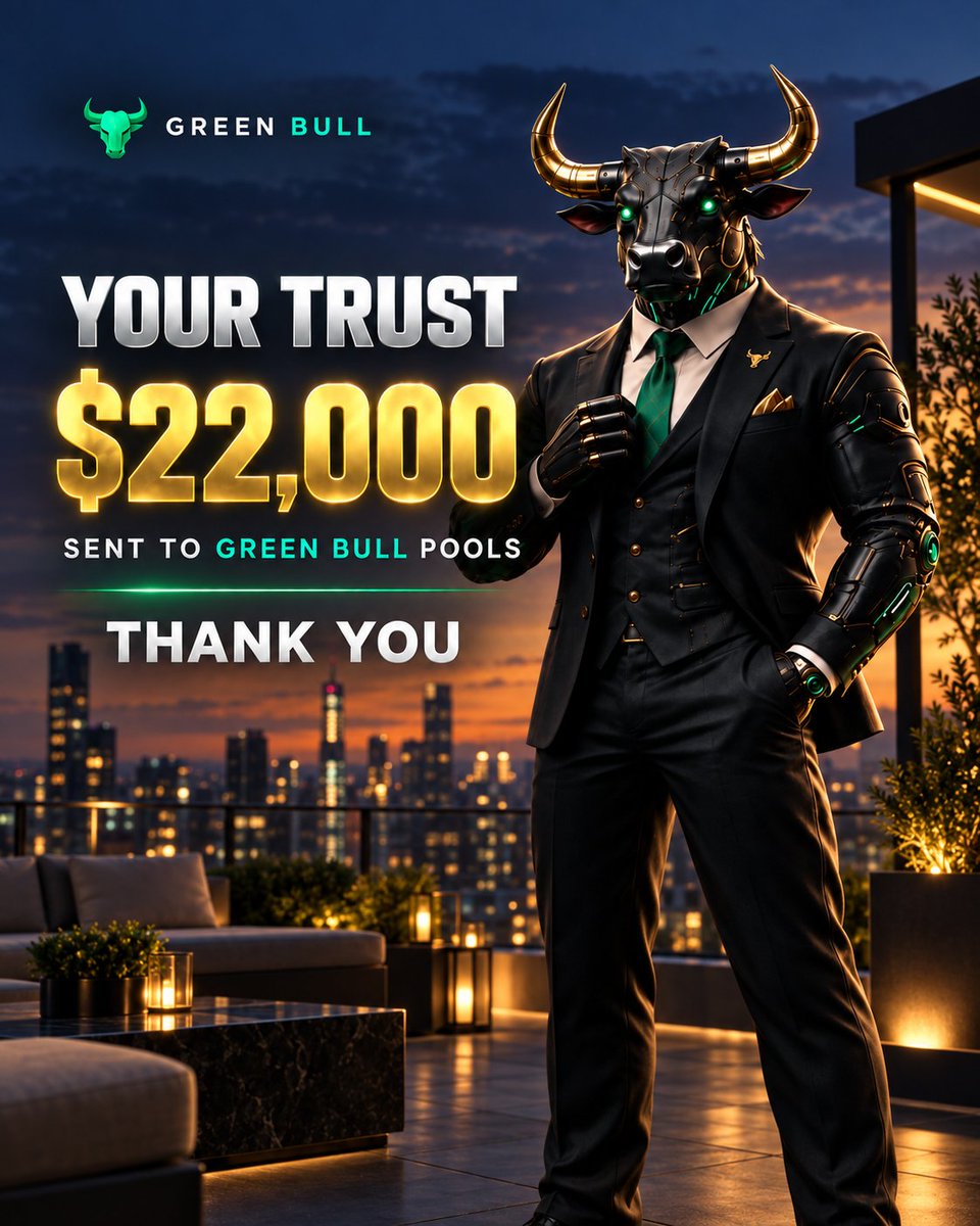 GreenBull_Trade's tweet photo. $22,000 sent to Green Bull pools. 🐂

To everyone backing the Bull this early: thank you for your trust.

You’ve given us a milestone to celebrate — and more reason to keep building. 💚 https://t.co/f8FFvfObDL
