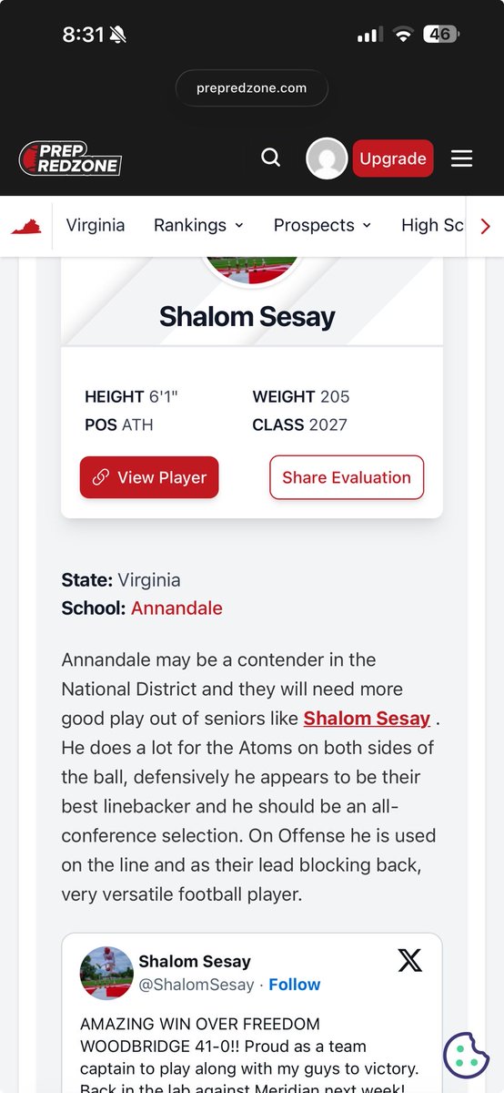 ShalomSesay's tweet photo. Thank you @PrepRedzoneVA and @carljfred for the write up, I’m always ready to play anywhere on the field and showcase the talent the Lord has given me! 7 weeks remain⏰ @atomsfootball @novafootballpod @TheCoachJ_G @CoachJBWells https://t.co/fevstmk2fn