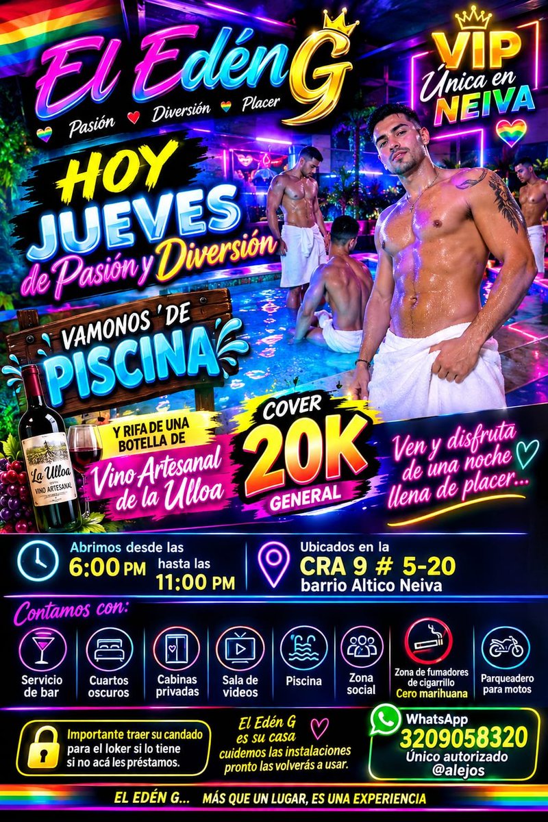 spaeledeng's tweet photo. Jueves de piscina y rifa de vino en el Edén G Neiva los esperamos https://t.co/GJ5bwx3CBX