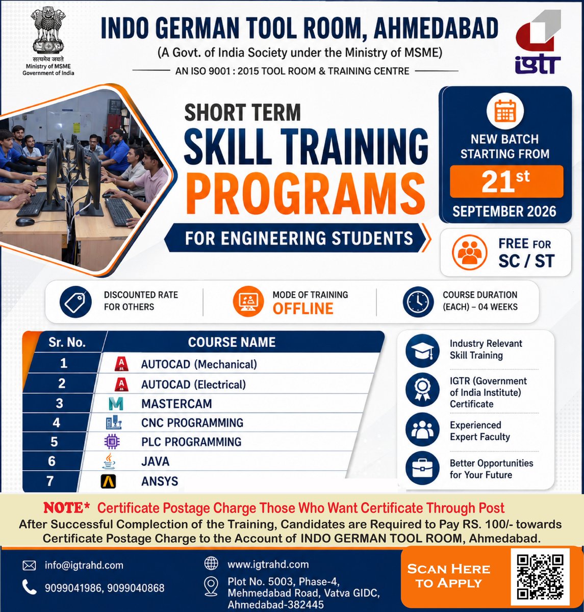 IAhmedbad36650's tweet photo. 👨🏫 Experienced Expert Faculty
💼 Industry-Relevant Skill Training
📲 **Apply Now:**https://t.co/7v571zxZOe
📍 **IGTR Ahmedabad | MSME, Government of India**
#IGTRAhmedabad #IGTR #SkillTraining #EngineeringStudents #EngineeringSkills #AutoCAD #Mastercam #CNCProgramming https://t.co/KdxUHMRQXr