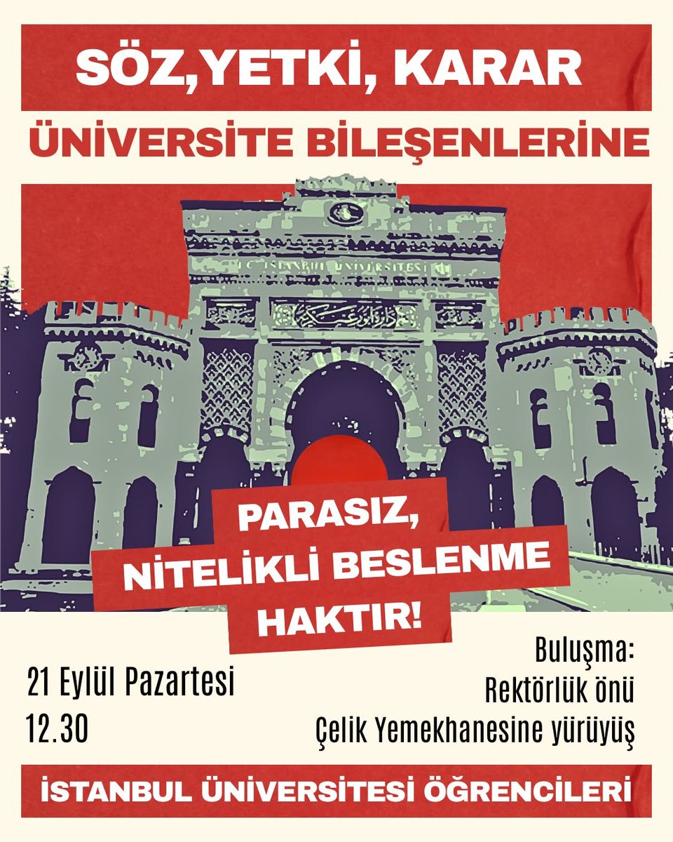 solgencyeni60's tweet photo. Zamların Sebebi Saray Rejimi!

İstanbul Üniversitesinde dönem başında yapılan zam ile bir öğün yemeğin fiyatı 70 TL'ye çıkarıldı. Söz, yetki, karar üniversite bileşenlerine demek için Pazartesi günü bir araya geliyoruz!

📍İstanbul Üniversitesi Rektörlük Önü
⏰12.30 https://t.co/D6NDdiSO5l