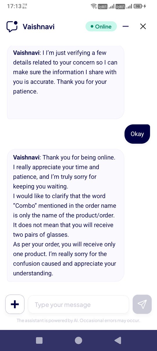 MukeshKReddy's tweet photo. @Lenskart_com I ordered a combo of sunglasses which were on Sale on Lenskart and choose store delivery as option and when I visited the store I was informed that only 1 pair is delivered and when I contacted support this is the response! https://t.co/iBkBXXj779