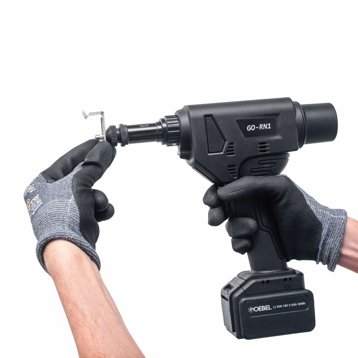 GoebelFasteners's tweet photo. The GO-RN1 blindrivetnut setting tool from
GOBEL can set rivetnuts from M3 - M10.
This tool is part of the 18V tool line and comes in a set with 2x Li-lon batteries, a quick charger and mandrels/ anvils.
The GO-RN1 only weighs 1,5 kg including the battery. https://t.co/9tJHKrCiYD