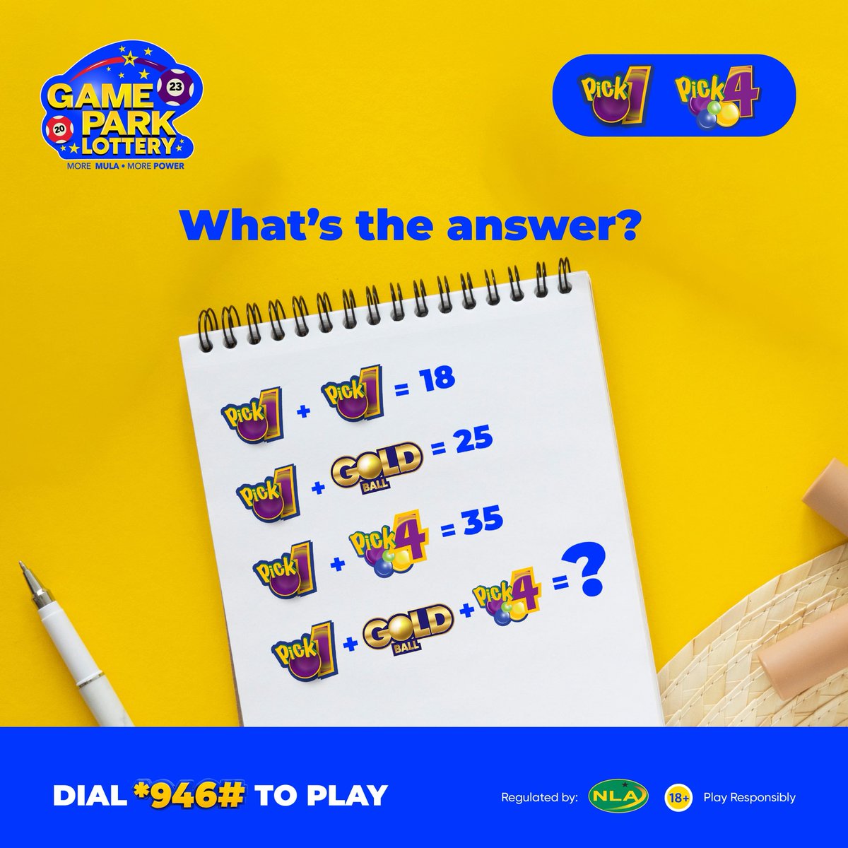 GamePark_GH's tweet photo. Math geniuses, where are you?
Your answer is what you get when you play Apicki Gold and win. Dial *946# to play.
#pick1 #goldball #Apickigold https://t.co/xIYaWWT2J2