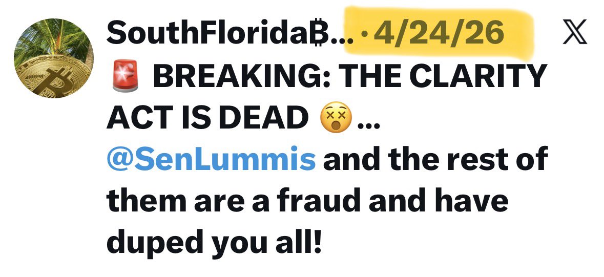 SoFloCrypto's tweet photo. @BitcoinArchive Clarity is 💯 dead. I’ve been saying that since April. #FoolsGold https://t.co/8BudJFSBwq
