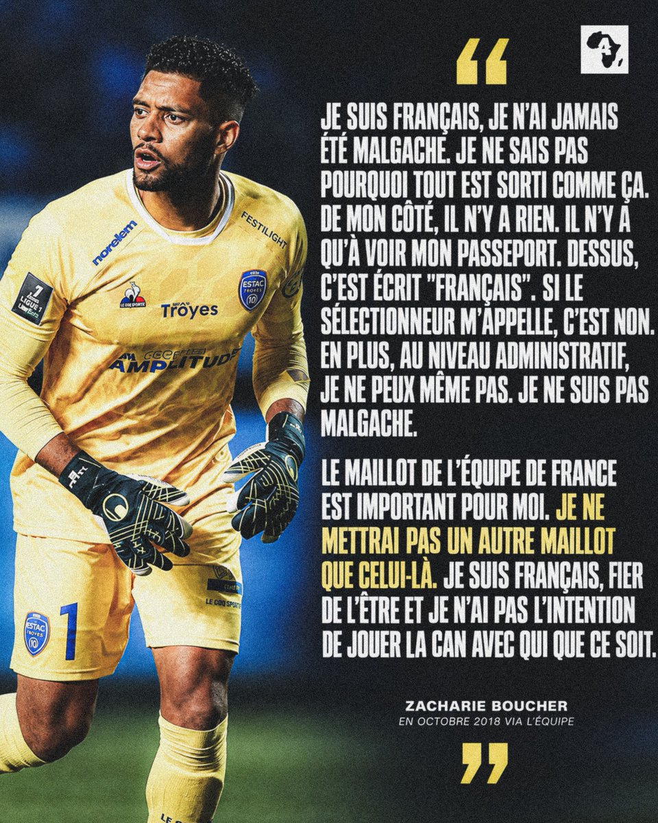 ActuFootAfrique's tweet photo. 🚨 𝑶𝑭𝑭𝑰𝑪𝑰𝑬𝑳 : Zacharie Boucher (34 ANS) 𝗢𝗣𝗧𝗘 pour Madagascar ! 🇲🇬🧤

Regardez ce qu’il disait en 2018. 😱 https://t.co/iIB0D6yglQ