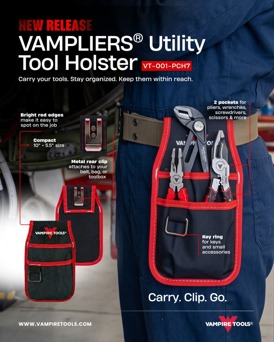 Vampire_Tools's tweet photo. Introducing the VAMPLIERS Utility Tool Holster (VT-001-PCH7), the newest addition to the Vampire Tools lineup.

Shop now at https://t.co/Lkg7h1QWWT and keep your go-to tools on hand for every job.

https://t.co/Xb5r86c5hR https://t.co/0x1lkhA892
