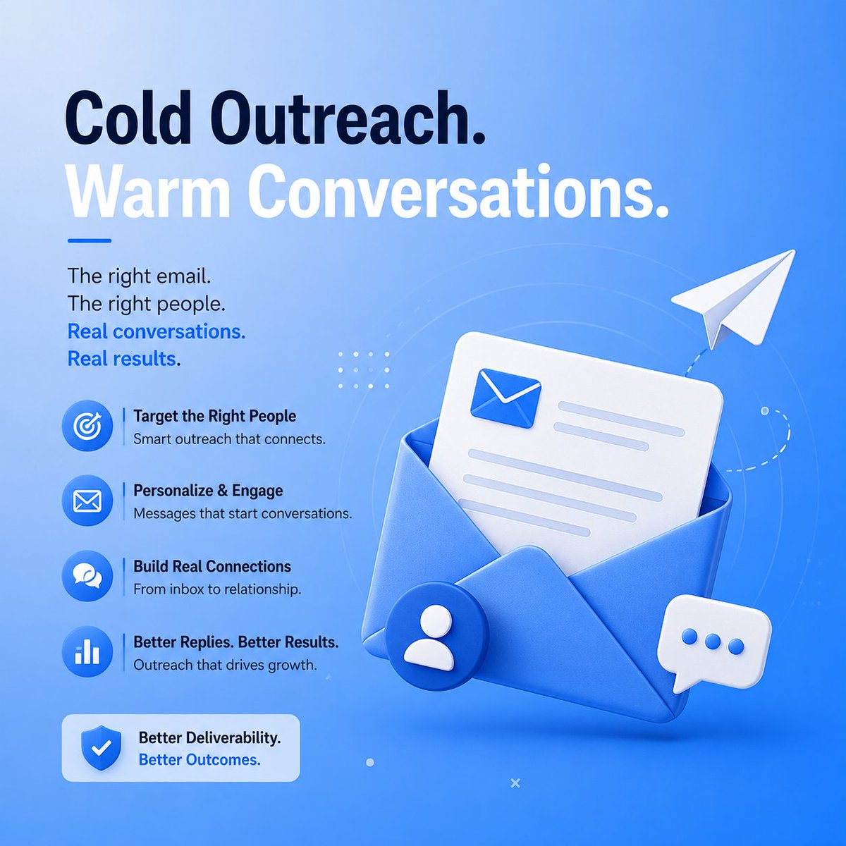 26_cold_email's tweet photo. Your goal isn’t to send more emails.

It’s to start more conversations. 🎯

Better targeting + better messaging + better deliverability = outreach that gets noticed.

#ColdOutreach #ColdEmail #B2BLeadGeneration #EmailMarketing #SalesOutreach https://t.co/dnLfjAFM8B