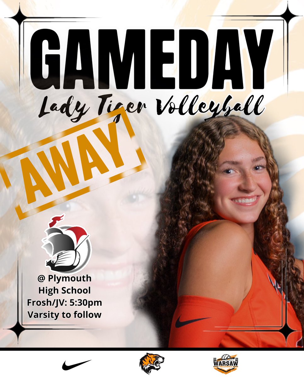 warsawvolley's tweet photo. GAME DAY!!! 🏐

Warsaw Volleyball travels to Plymouth High School for an NLC matchup tonight.  

Frosh/JV matches begin at 5:30 pm with Varsity to follow…Go Tigers!  🐾 #TigerFamily #WeAreWarsaw #OnTheProwl #EarnedNotGiven #WelcomeToTheShow https://t.co/SbT2LKtf3Y