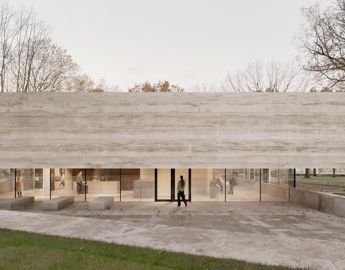 Architizer's tweet photo. #ProjectOfTheDay: Netherlands American Cemetery Visitor Center by KAAN Architecten
The Visitor Center at the Netherlands American Cemetery creates a new place for remembrance without disrupting the cemetery’s monumental landscape. Set below ground level, the building is defined by a floating concrete frame and broad glass walls that bring the surrounding hills into the experience.
📍Margraten, Netherlands #ArchitizerAwards
Details: https://t.co/zYllz2sORL