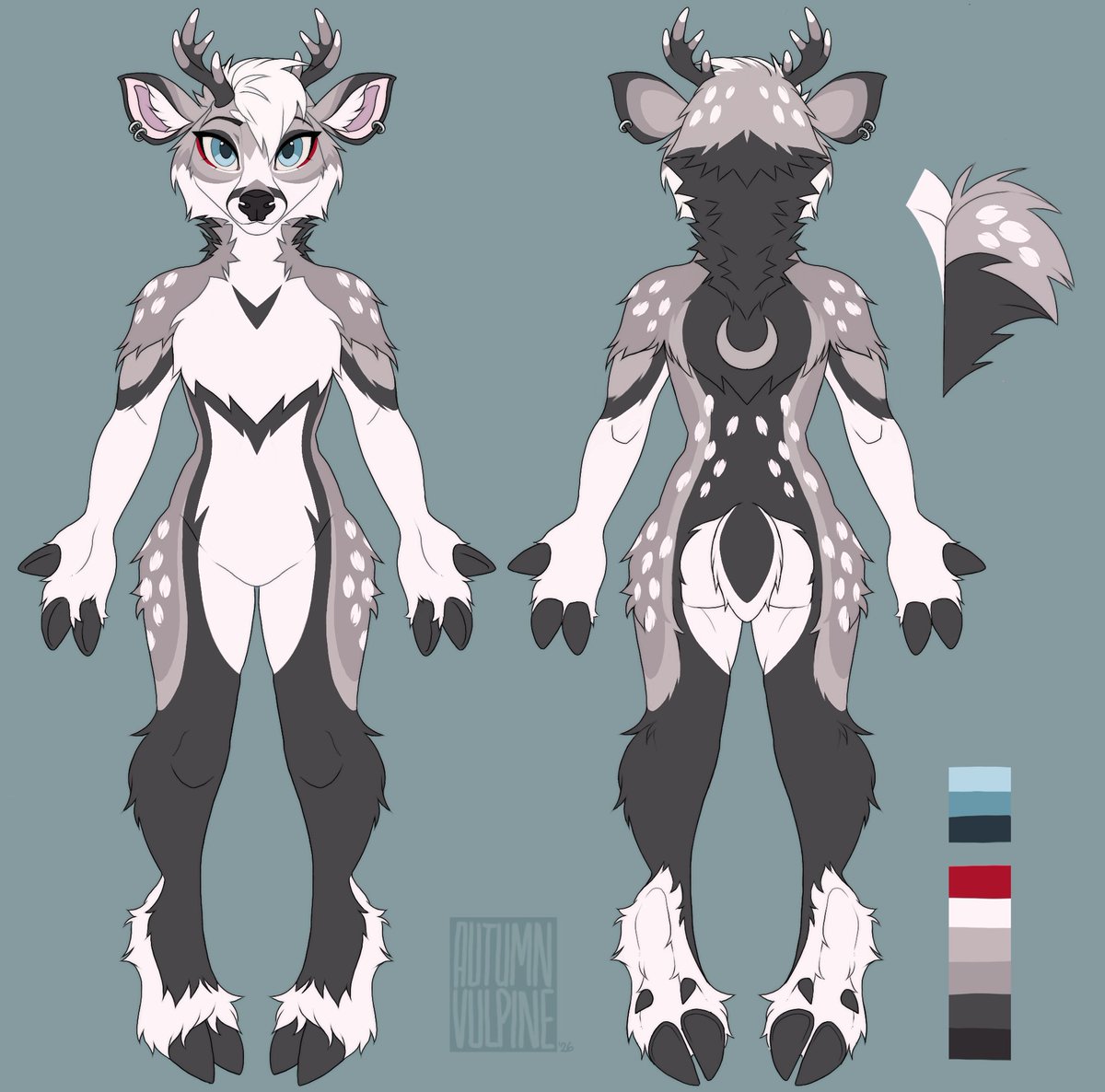 KaoruFox's tweet photo. My delicate little deer self, my existential crisis on four hooves...Farron my beloved. A reworked basic reference (god I'm so terrible at them) of my true sona, just in time for her to finally become a fursuit 🦌👀
#foxu | #furryart | #furryartist | #deersona https://t.co/HHtMElZty1