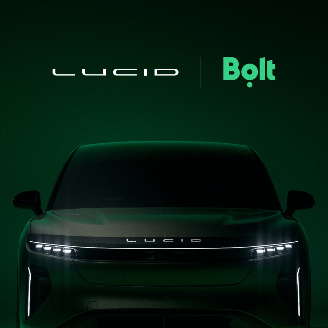 LucidMotors's tweet photo. A major step toward scaling autonomous mobility across Europe.
 
Lucid and Bolt are partnering to accelerate autonomous mobility across Europe, with plans to develop and deploy at least 25,000 autonomous Lucid vehicles.
 
Combining Lucid's software-defined vehicle platform with Bolt's operating infrastructure and mobility expertise, we're building a solution designed to rapidly scale manufacturing and deployment across the continent.
 
Read more here: https://t.co/9sjPSvAXIC